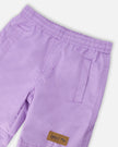 3-In-1 Two-Piece Mid-Season Outerwear With Solid Pants Set Purple Daisy Print