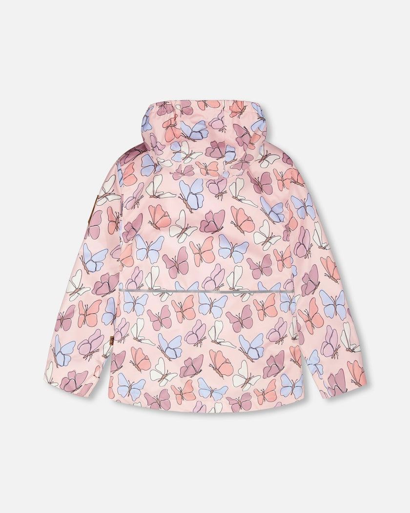 3-In-1 Two-Piece Mid-Season Outerwear Set Pink With Printed Butterflies