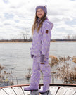 3-In-1 Two-Piece Mid-Season Outerwear Set Purple Daisy Print