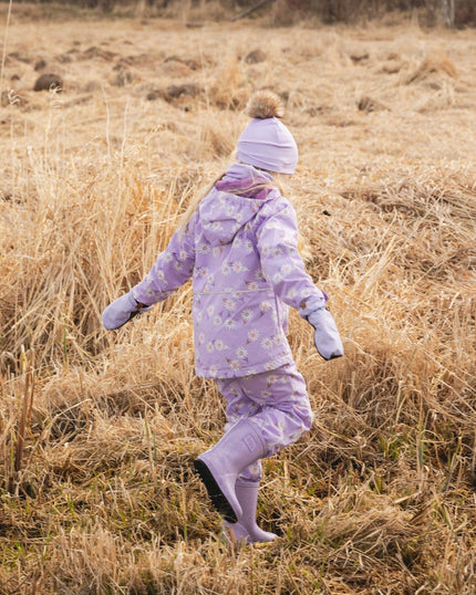 3-In-1 Two-Piece Mid-Season Outerwear Set Purple Daisy Print