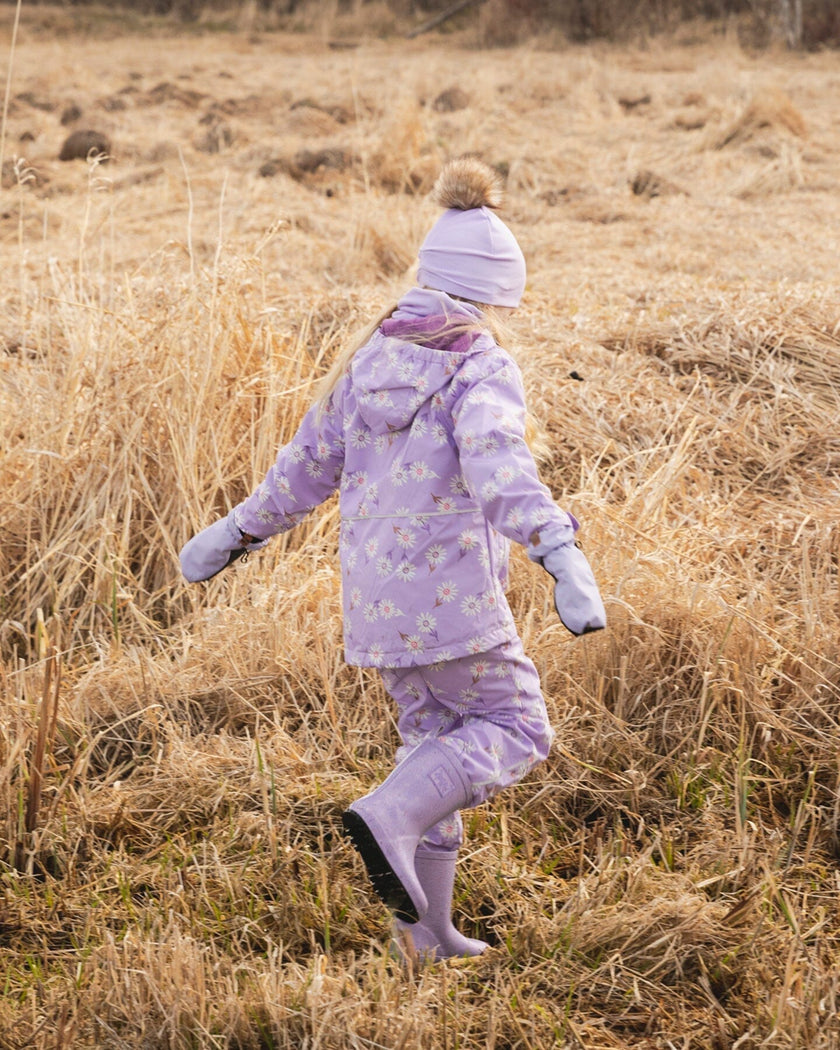 3-In-1 Two-Piece Mid-Season Outerwear Set Purple Daisy Print