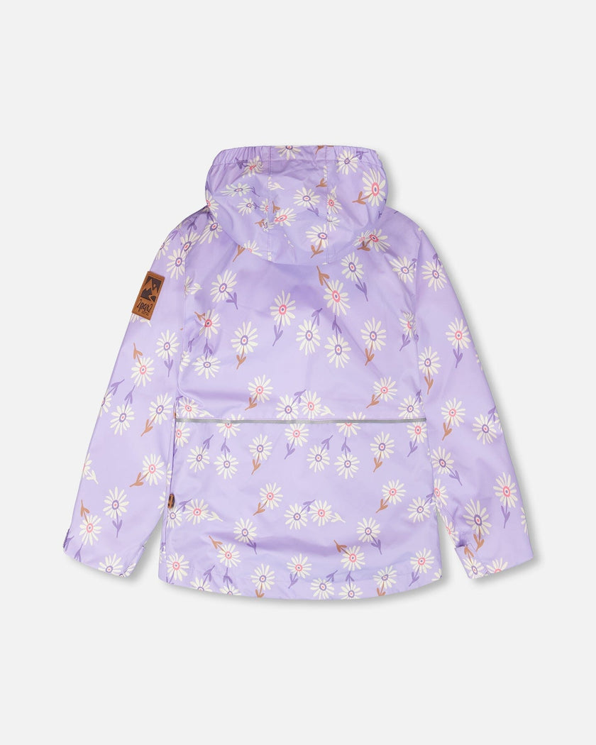 3-In-1 Two-Piece Mid-Season Outerwear Set Purple Daisy Print