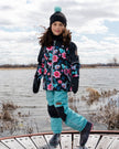 3-In-1 Two-Piece Mid-Season Outerwear Set Black Printed Flowers - Black Inner Jacket
