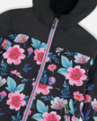 3-In-1 Two-Piece Mid-Season Outerwear Set Black Printed Flowers - Black Inner Jacket