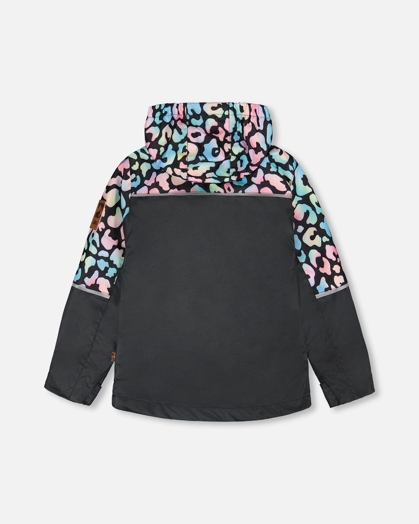 3-In-1 Two-Piece Mid-Season Outerwear Set Black Animal Print - Multicolored Inner Jacket