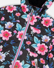 3-In-1 Two-Piece Mid-Season Outerwear Set Black Printed Flowers - Pink Inner Jacket