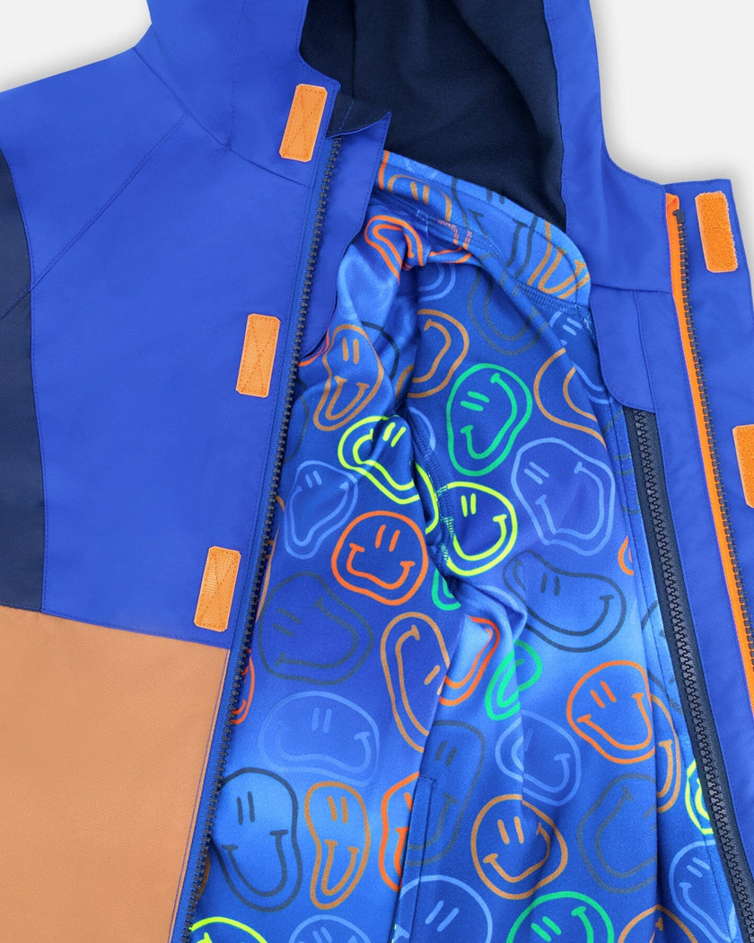 3-In-1 Two-Piece Mid-Season Outerwear Set Blue Colorblock