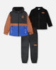 3-In-1 Two-Piece Mid-Season Outerwear Set Black And Brown