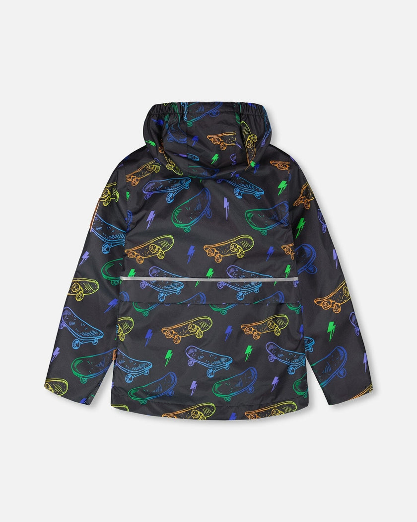 3-In-1 Two-Piece Mid-Season Outerwear Set Black Printed Skateboards