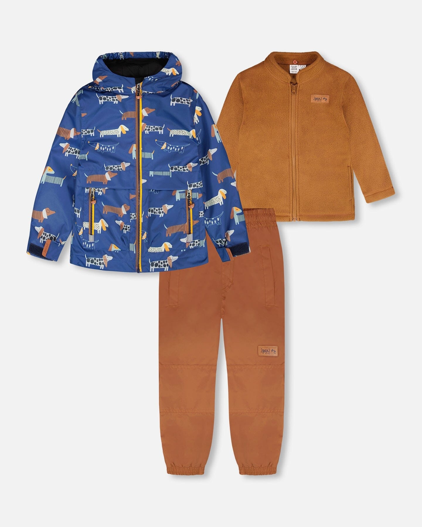 3-In-1 Two-Piece Mid-Season Outerwear Set Blue Dog Print