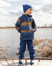 Two-Piece Mid-Season Outerwear Set Blue And Brown Gradient