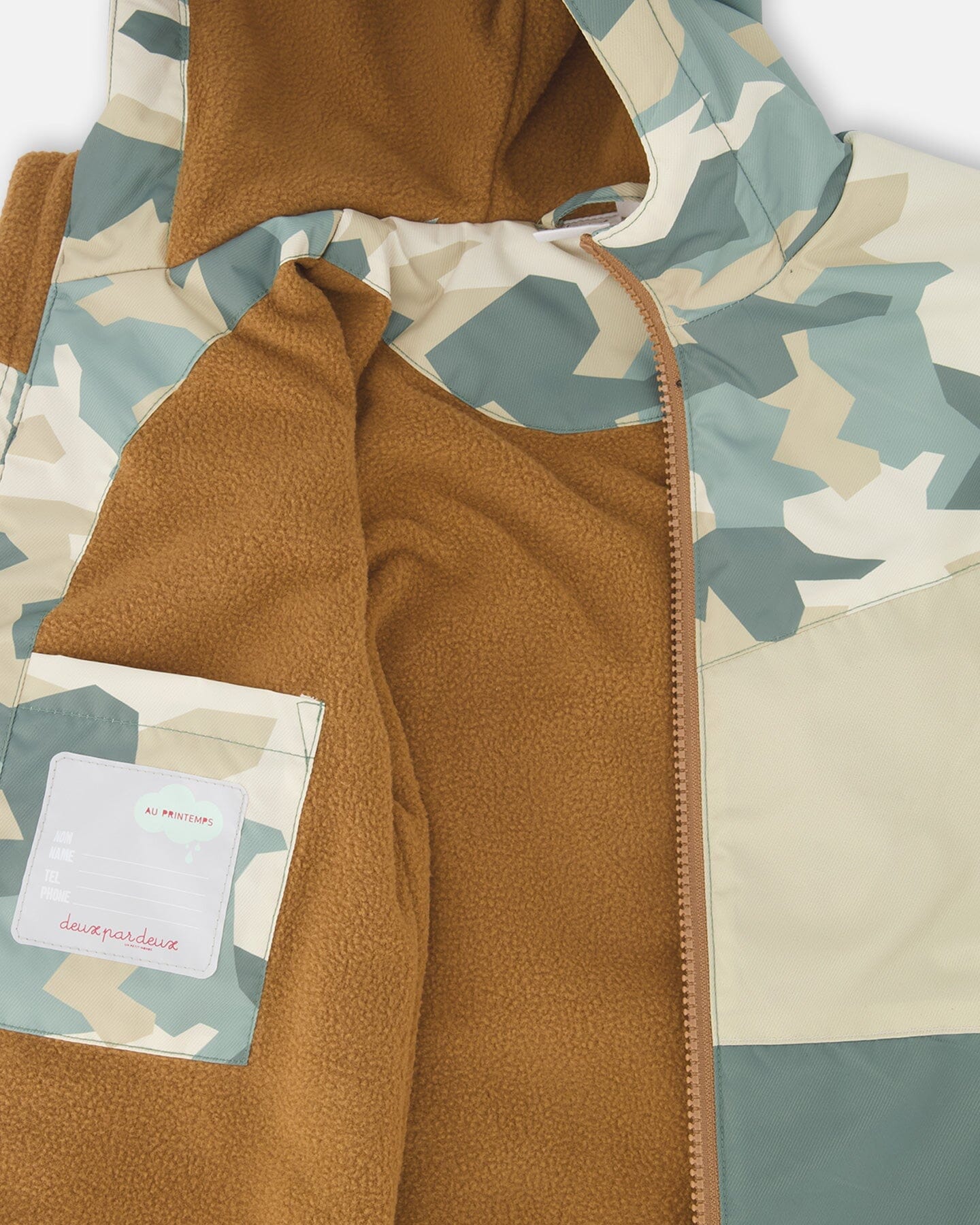 Two-Piece Mid-Season Outerwear Set Green Camouflage Print