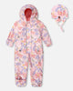 Baby Mid-Season One-Piece Outerwear With Hat Pink Flower Print