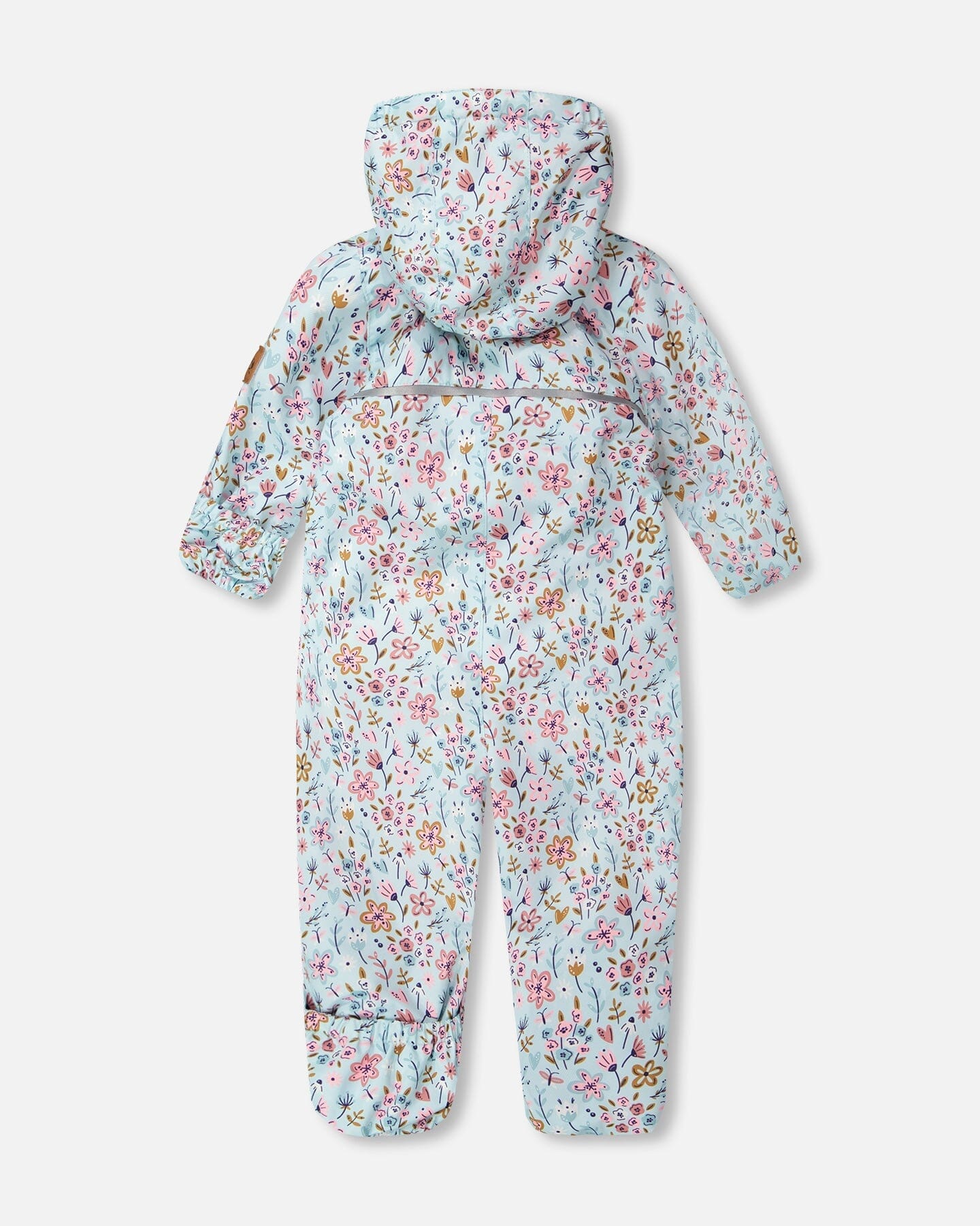 Baby Mid-Season One-Piece Outerwear With Hat Blue Mini Flower Print