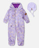 Baby Mid-Season One-Piece Outerwear With Hat Purple Daisy Print