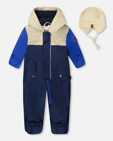 Baby Mid-Season One-Piece Outerwear With Hat Beige