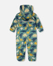 Baby Mid-Season One-Piece Outerwear With Hat Green Dinosaur Print