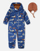 Baby Mid-Season One-Piece Outerwear With Hat Blue Dog Print
