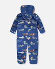 Baby Mid-Season One-Piece Outerwear With Hat Blue Dog Print
