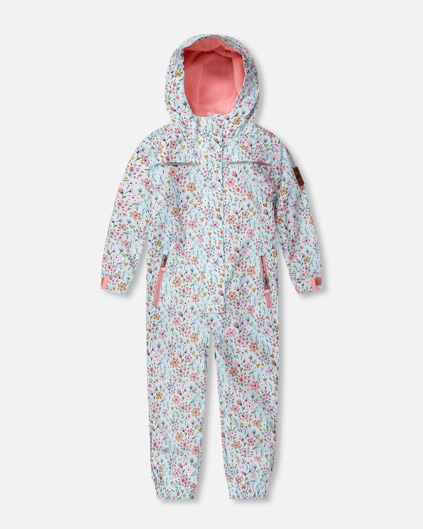 Kids Mid-Season One-Piece Outerwear Blue Mini Flower Print