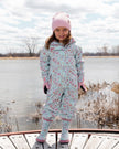 Kids Mid-Season One-Piece Outerwear Blue Mini Flower Print