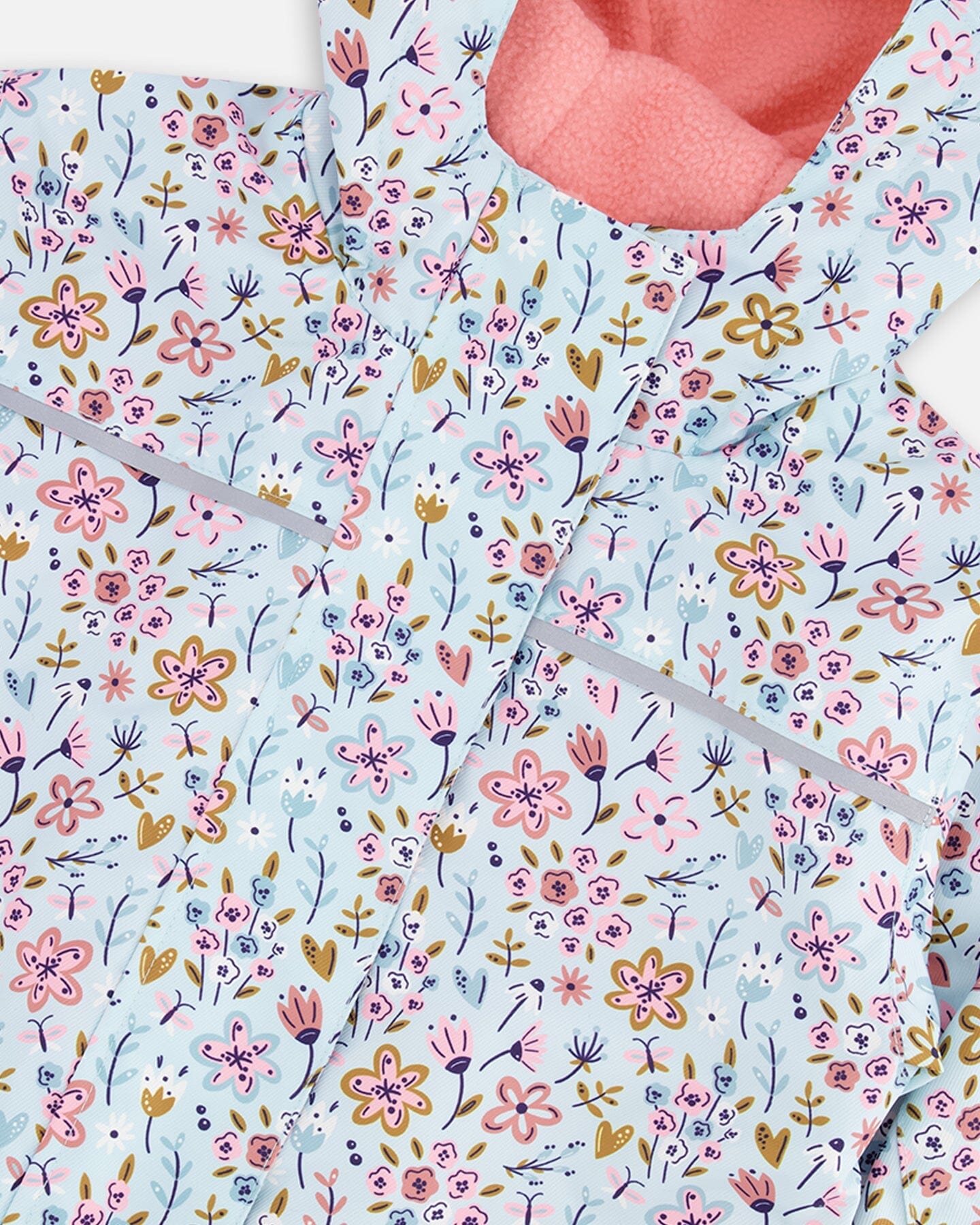 Kids Mid-Season One-Piece Outerwear Blue Mini Flower Print