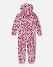 Pink rain jumpsuit with color-changing hearts print