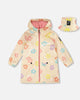 Rain Coat And Hat Set Beige Printed Flowers