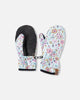 Mid-Season Mittens In Recycled Polyester Blue Mini Flower Print