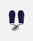 Baby Knit Mittens With Cord Navy Blue