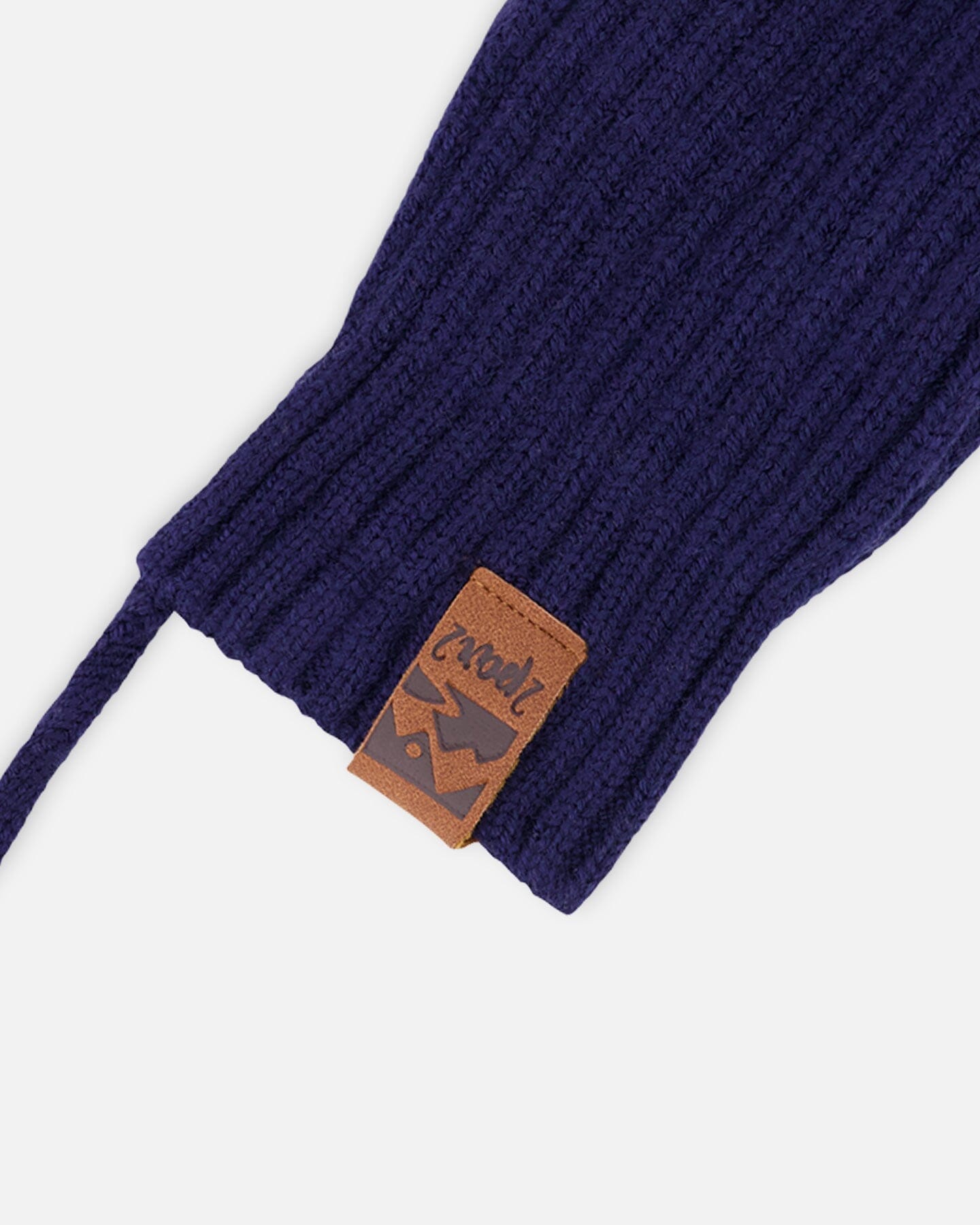 Baby Knit Mittens With Cord Navy Blue