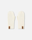 Ribbed Knit Mittens Off White