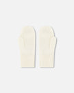 Ribbed Knit Mittens Off White