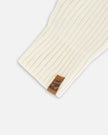 Ribbed Knit Mittens Off White