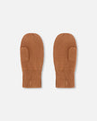 Ribbed Knit Mittens Brown