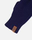 Ribbed Knit Mittens Navy Blue