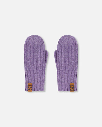 Ribbed Knit Mittens Lavender