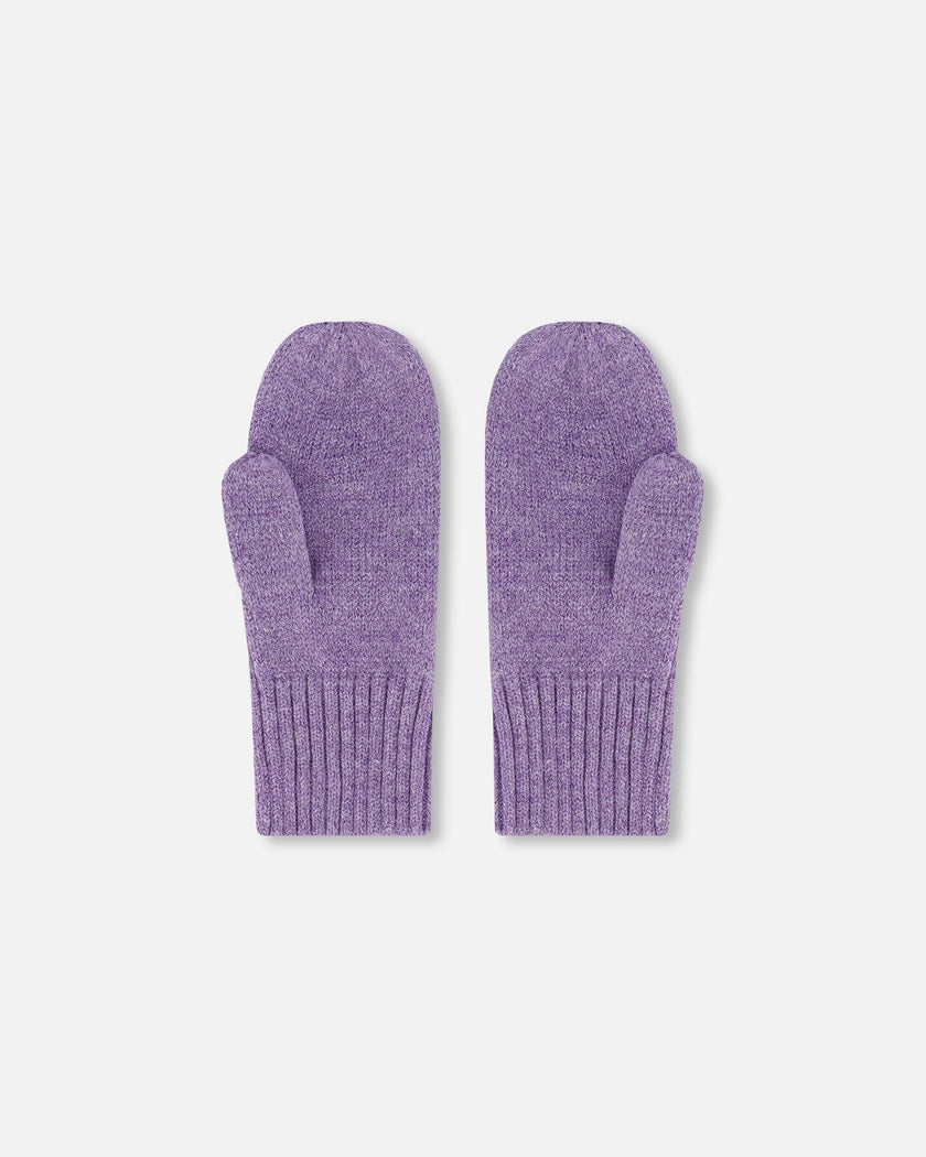 Ribbed Knit Mittens Lavender