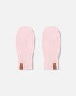 Ribbed Knit Mittens Pale Pink