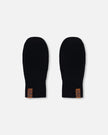 Ribbed Knit Mittens Black