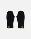 Ribbed Knit Mittens Black