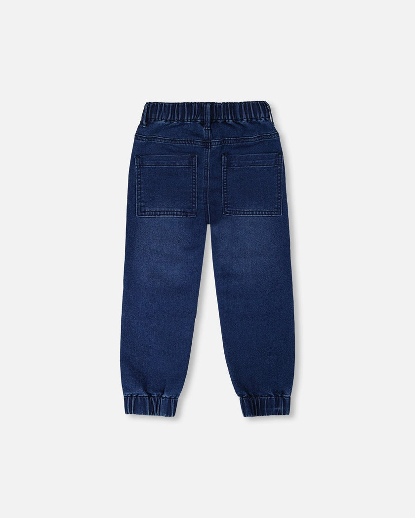 Stretch French Terry Denim Jogger Navy Blue