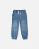 Stretch French Terry Denim Jogger Light Blue
