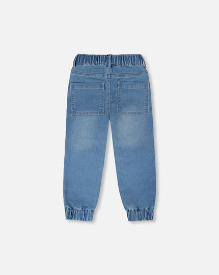 Stretch French Terry Denim Jogger Light Blue