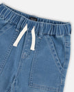 Stretch French Terry Denim Jogger Light Blue