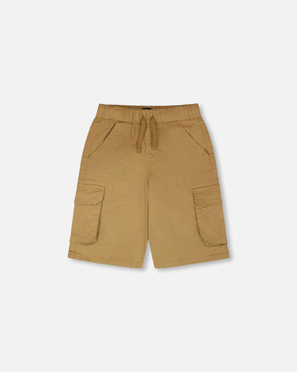 Stretch Twill Bermuda With Cargo Pockets Beige