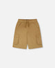 Stretch Twill Bermuda With Cargo Pockets Beige