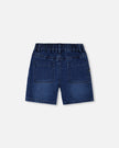 French Terry Navy Blue Denim Shorts