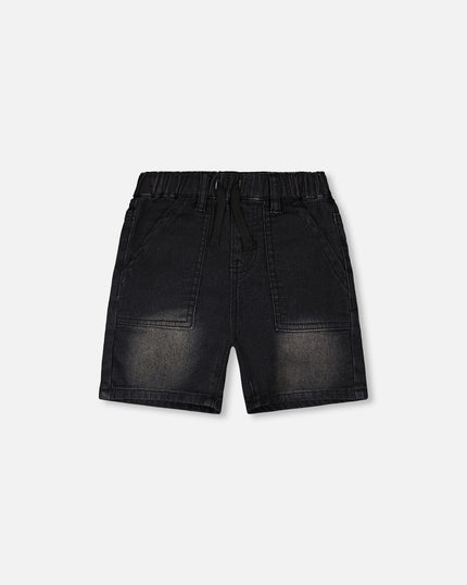 French Terry Grey Denim Shorts