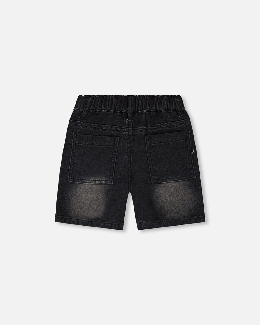 French Terry Grey Denim Shorts